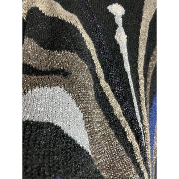 Vintage 80's Mariea Kim Sweater Women's Medium Black Silver New Years - Picture 7 of 9